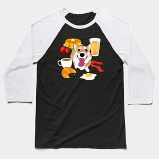 Breakfast Corgi Baseball T-Shirt